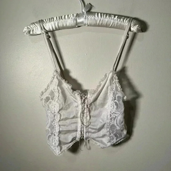 Vintage lace & nylon cropped top XS/S - Picture 2 of 4